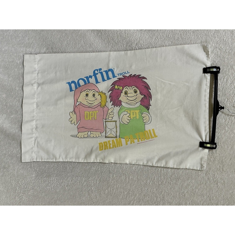 Vintage Norfin Trolls Pillowcase Bedding 90's Dream Pa-Troll‎ 31x19 USA Flaw